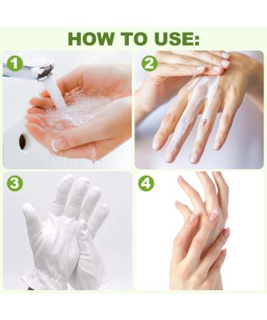 Hand Moisturising Gloves 4 Pair White Gloves with Elastic Wristband Reusable Cotton Gloves for Eczema Dry Hands Care Coin Jewelry Inspection - Buy Online on GoSupps.com