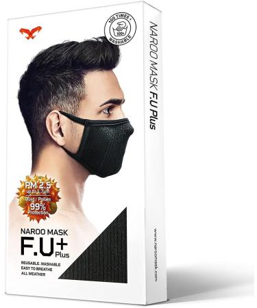 Naroo F.U Plus - Reusable Anti-Dust Pollen Breathable Sport Face Mask for Men & Women - Black | Ideal for Cycling | International Shipping Available - Buy Online on GoSupps.com