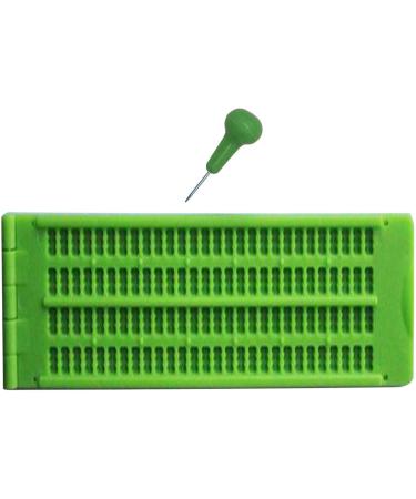Movkzacv Braille Slate Kit - Portable Writing Tool for the Visually Impaired | 4-Line & 9-Line Green Braille Board with Pencil - Buy Online on GoSupps.com