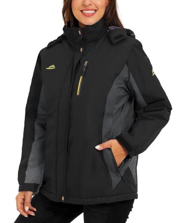 Magcomsen Women's Winter Snow Ski Jacket | Water-Resistant Parka with Hood | Windproof & Rainproof | Fleece Lined | Black - Size XX-Large - Buy Online on GoSupps.com