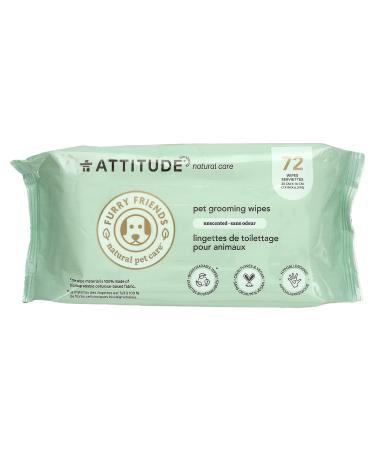 ATTITUDE Pet Grooming Wipes Unscented 72 Wipes