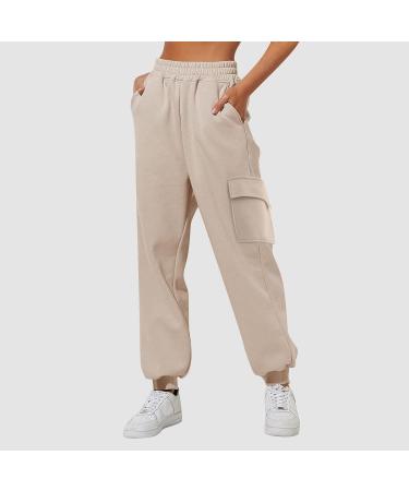 Women Comfy Gym Sport Joggers Sweatpant Drawstring High Waisted Trouser Causal Cycling Pant Jogging Bottoms Lounge Wear 3546-djufh-b-beige M - Buy Online on GoSupps.com