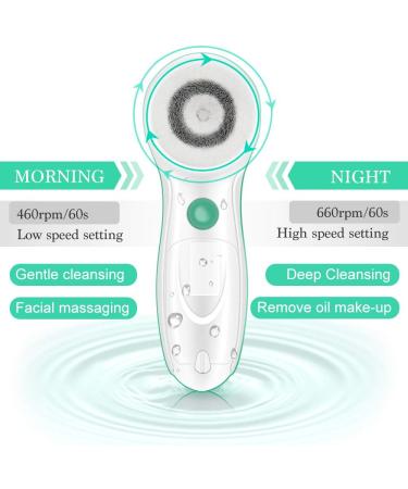 Touch Beauty Electric Facial Cleaning Brush Set - Waterproof with 3 Attachments | Gentle Exfoliation & Travel Case | 2 Speed Levels (Green) - Buy Online on GoSupps.com