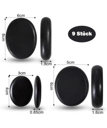 Euduq 9-Piece Hot Stone Massage Set | Basalt Spa Stones for Relaxation & Therapy | International Shipping - Buy Online on GoSupps.com