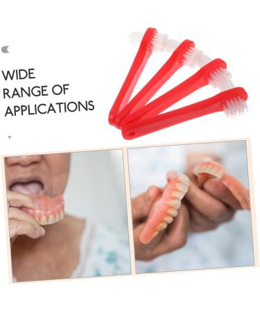 Healeeved Double-Sided Prosthesis Care Toothbrush - 4 Piece Set for Dentures & False Teeth Travel Cleaning Brush - Buy Online on GoSupps.com