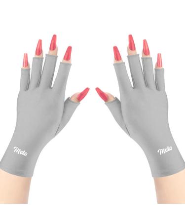 Meto UV Nail Gloves  Professional UPF50+ UV Light Gloves for Gel Nails  Skin Care UV Protection Gloves  Fingerless UV Gloves for Nails for Protecting Hands from UV Light (Gray)