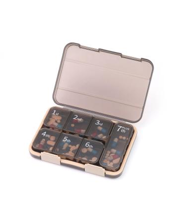 Weekly (7-Day) Pill Organizer 7 Compartments Combined Pill Box Medicine Planner for Fish Oil/Vitamin Organizer/Supplement (Darkbrown)