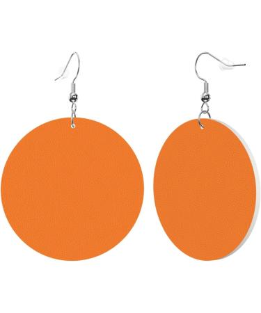 Buy Scottish Printed Leather Earrings - Lightweight Round Dangle Design for Women - Unique Gift in Burnt Orange - Buy Online on GoSupps.com