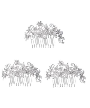 FRCOLOR Set of 3 Crystal Hair Comb Bridal Wedding Hair Clips Hair Clips Hair Pin Tiara Wig Rhinestone Comb Hair Comb Slide Clip Hairpiece Vintage Headpiece Accessories
