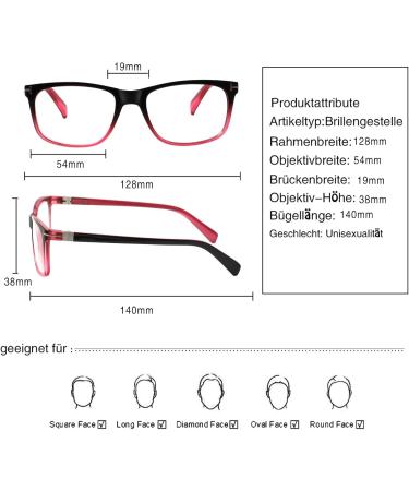 Kerecsen 3 Pack Women's Reading Glasses - High-Quality Rectangular Shape with Feather Hinges (0.75 3 Pink) - Comfortable Reading Aid - Buy Online on GoSupps.com