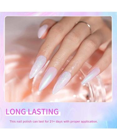 White Nail Polish - Pearl Nail Polish - White Pearl Glitter Nail Polish Reflect Pink Shimmer Flash - High Glossy Shine Long Lasting No Need UV Long Lasting DIY Manicure Nail Art - Buy Online on GoSupps.com