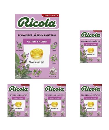 Ricola Alps Sage 50g B xli Original Swiss herbal candies with 13 alpine herbs soothing sage & vitamin C sugar-free 1 x 50g (pack with 5) 50 g (5 pack) 1 Pack
