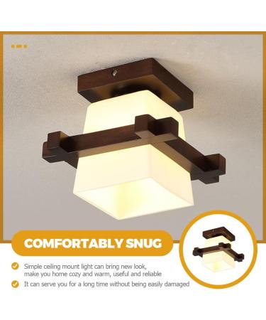 Hemobllo Solid Wood Ceiling Lamp Ceiling Hanging Light Hanging Lamp Pendant Light LED Wall Lamp Coffee Glass - Buy Online on GoSupps.com