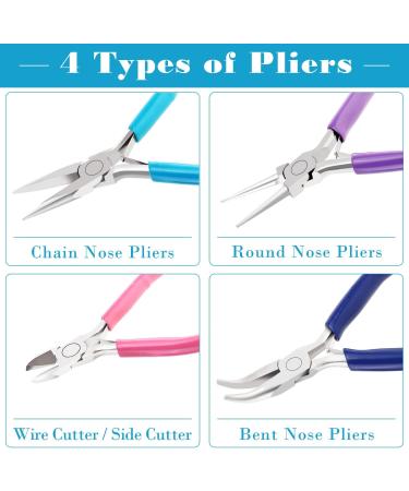 Shynek 4pcs Jewelry Pliers Set - Needle Nose, Chain Nose, Round Nose, Wire Cutters & Bent Nose Pliers - for Crafts, Wire Wrapping & Jewelry Making - Buy Online on GoSupps.com