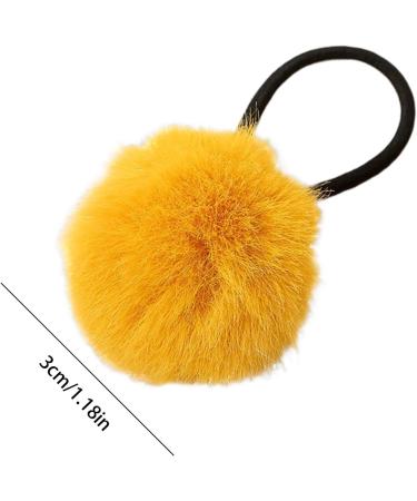 Hairband for Girls - Girls' Colorful Pompom Hair Ring Ties | Chic Pompom Hair Rope for Ponytail Fashionable Girls Hair Accessories for Daughter Sister turmeric - Buy Online on GoSupps.com