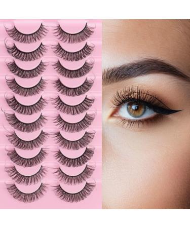 Strip Lashes False Lashes Thin Light Weight Natural Look Clear Band Wispy Faux Mink Russian Strip Lashes D Curl 3D Crisscross Multi-Layers False Fake Eyelashes - Buy Online on GoSupps.com