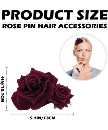 ZJIVQO Red Rose Hair Clip Flower Hairpin Brooch Velvet Ornament Rose Flower Hair Accessories for Woman Girl Ladies Wedding Hair Clip Flamenco Dancer Valentines Day Decoration Wine Red - Buy Online on GoSupps.com