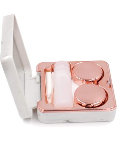 Honbay Fashion Marble Contact Lens Case - Portable Rose Gold Kit with Mirror | International Shipping Available - Buy Online on GoSupps.com
