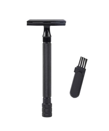 OUHUAN Double Edge Safety Razor Long Handle Classic Shaver Manual Razor Holder Black