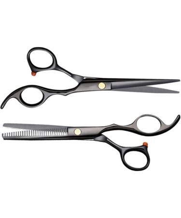 Hair Cutting Scissors Set Professional Hairdressing Scissors Stainless Steel Barber Salon Cutting Scissor and Thinning Scissors Black (6 inch/17CM) - Buy Online on GoSupps.com