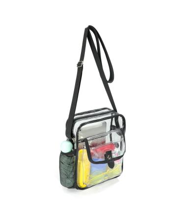 SPODEARS Clear Bag Stadium Approved Crossbody Purse, Small Clear Tote Bag for Concert Festival Work Sports Events Black