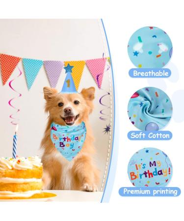 Yicostar Dog Birthday Party Supplies - Bandana Scarf & Birthday Hat Set for Dogs - Blue Pet Birthday Accessories - Buy Online on GoSupps.com