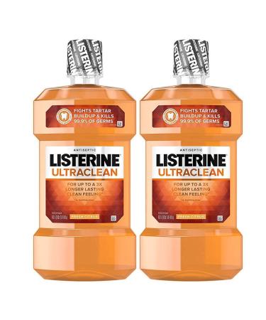 Ultraclean Oral Care Antiseptic Mouthwash with Everfresh Technology to Help Fight Bad Breath, Gingivitis, Plaque and Tartar, Fresh Citrus, 1 l (2 Pack)