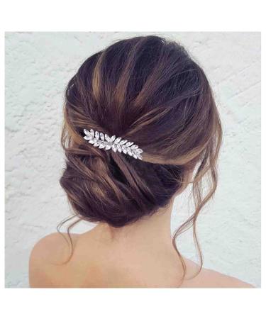 Cimenexe Bohemian Crystal Leaf Hair Clip Sparkly Rhinestone Hair Clip Pin Silver Leaf Hair Pins Clips Paved Leaf Hair Barrette Bridal Headwear Decorative Wedding Hair Accessories Jewelry for Women