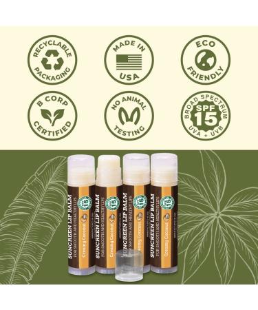 Earth's Daughter SPF 15 Lip Sunscreen 4-Pack with Organic Coconut Ingredients - Paraben and Gluten Free - Buy Online on GoSupps.com