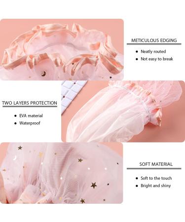 4 Colors Cute Washable Shower Caps for Girls and Women - Reusable, Waterproof, Double Layer Hat for Comfortable Hair Spa and Travel Use - Buy Online on GoSupps.com