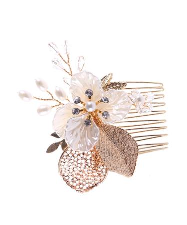 FRCOLOR 1PC Hair Comb Clip Wedding Hair Comb Women Hair Accessory Bridal Hair Comb Crystal Rhinestone Hair Pin Bridal Comb crystal hair comb Bride Insert Comb Miss hair accessories leaf