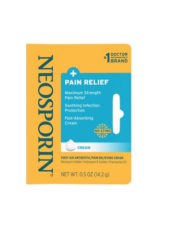 Neosporin Plus Pain Relief Cream 0.5 Oz (3 Pack) 0.5 Ounce (Pack of 3)