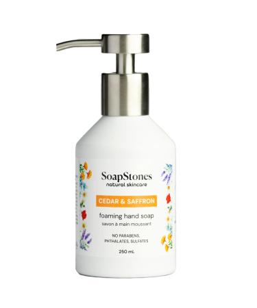 Soapstones Natural Skincare Foaming Hand Soap - 250 mL - Moisturizing Soft and Hydrating Formula (Cedar & Saffron)