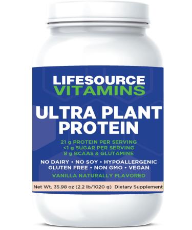 LifeSource Ultra Plant Protein- Raw Vegan Plant Based Protein- Vanilla 2.2 lbs