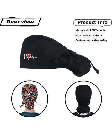 YUESUO 2 Pack Cotton Working Cap with Buttons, Sweatband & Adjustable Ponytail Tie Back - Ideal Head Cover for Men & Women with Long Hair - Shower Cap Alternative (M) - Buy Online on GoSupps.com