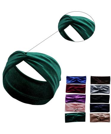 ELANE 10 PCS Velvet Turban Headbands for Women - Adjustable, Non-Slip Boho Style for Yoga & Shopping - Buy Online on GoSupps.com