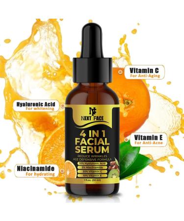 Organic Vitamin C Serum For Face & Hyaluronic Acid. Anti-Aging Wrinkles Dark Spots Brightening Facial Serum With 30% Vitamin C 5% Niacinamide 10% Vitamin E Serum 4 In 1 Vitamin C. - Buy Online on GoSupps.com