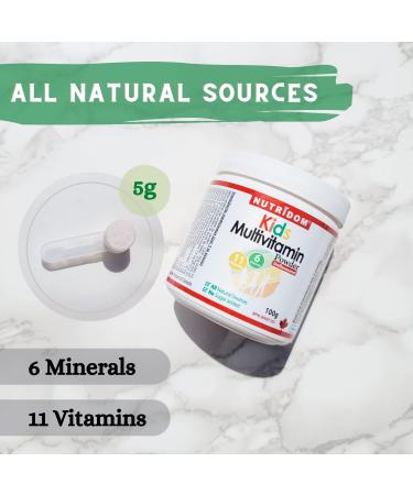 Nutridom Complete Kids Multivitamin Powder - 100g All-Natural Non-GMO Sugar-Free Vegan Vegetarian - with Vitamins A B Complex C D3 Magnesium Calcium Biotin and More for Optimal Child Health and Wellness. - Buy Online on GoSupps.com