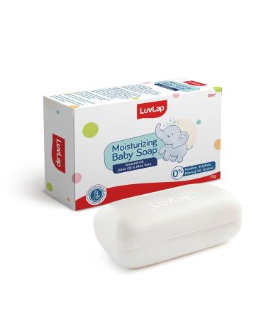Moisturizing Baby Soap - Gentle Bathing Bar Almond Oil Olive Oil & Aloe Vera Dermatologically Tested Free of Paraben sulphates Mineral Oil & Alcohol 75g WHITE