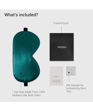 LaCourse 100% Natural Mulberry Silk Sleep Eye Mask - 19 Momme Organic Silk - Adjustable & Comfortable - Blackish Green - Buy Online on GoSupps.com