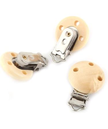 10 Round Natural Wood Pacifier Clips Beech Wood Teething & Toy Holders | DIY Baby Accessories - Buy Online on GoSupps.com