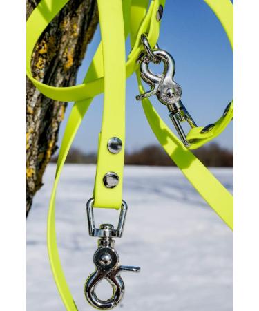 10m Neon Yellow Dog Leash Durable Water-Repellent with 2 Carabiners & D-Ring for Strong Dogs | International Shipping Available - Buy Online on GoSupps.com