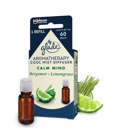 Glade Aromatherapy Essential Oil Diffuser Refill Cool Mist Aromatherapy Diffuser& Air Freshener for Home Calm Mind with Bergamot& Lemongrass Scent 17.4 ml 17.4 ml (Pack of 1) Calm Mind