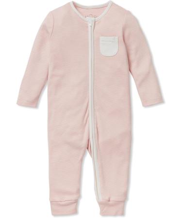 MORI Baby Clever Sleepsuit - Unisex Organic Pyjama | Toddler Footed Nightwear | 0 Month | Blush Stripe - Buy Online on GoSupps.com