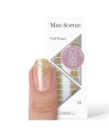 Miss Sophie Nail Wraps - 24 Ultra-Thin-self-Adhesive Long-Lasting Nail Wraps Golden Dust 24