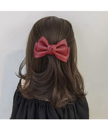 4-Piece Handmade PU Leather Hair Bow Clip Set for Women - Bow Alligator Clips Hair Barrettes - Buy Online on GoSupps.com
