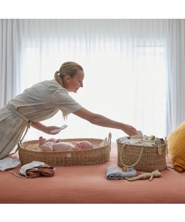 Organic Seagrass Diaper Caddy Organizer with Removable Divider - Gender-Neutral Luxury Basket for Baby Essentials - Buy Online on GoSupps.com