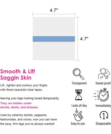 Thigh Lift Tape 10 PCS Clear Adhesive Strips | Instantly Lifts Thigh Skin & Tummy | Waterproof & Sweat-Proof | Smooths Wrinkles | Wear Under Skirt or Swimsuit - Buy Online on GoSupps.com