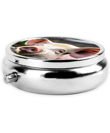 Cute Pig Round Pill Box - 3 Compartment Mini Portable Travel Medicine Organizer for Vitamins & Tablets - Buy Online on GoSupps.com