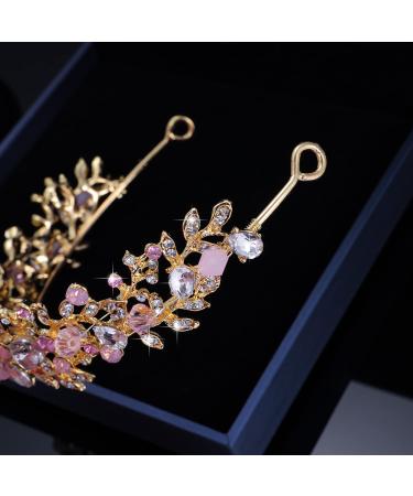 Kamirola Pink Wedding Crown Bridal Tiaras & Earrings Set for Women/Girls - Buy Online on GoSupps.com